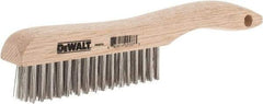 DeWALT - 15 Rows x 4 Columns Stainless Steel Scratch Brush - 10" OAL, 1-1/8" Trim Length, Wood Shoe Handle - USA Tool & Supply