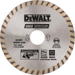 DeWALT - 4-1/2" Diam, 5/8 & 7/8" Arbor Hole Diam, Wet & Dry Cut Saw Blade - Diamond Matrix, Standard Round Arbor - USA Tool & Supply