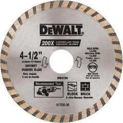 DeWALT - 4-1/2" Diam, 5/8 & 7/8" Arbor Hole Diam, Wet & Dry Cut Saw Blade - Diamond Matrix, Standard Round Arbor - USA Tool & Supply