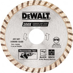 DeWALT - 4" Diam, 5/8 & 7/8" Arbor Hole Diam, Wet & Dry Cut Saw Blade - Diamond Matrix, Standard Round Arbor - USA Tool & Supply