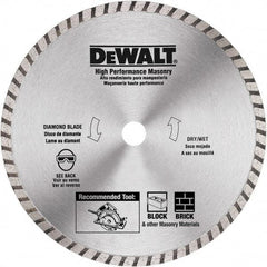 DeWALT - 7" Diam, 5/8 & 7/8" Arbor Hole Diam, Wet & Dry Cut Saw Blade - Diamond Matrix, Standard Round Arbor - USA Tool & Supply