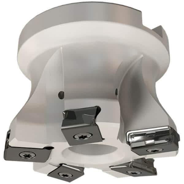 Iscar - 5 Inserts, 63mm Cut Diam, 27mm Arbor Diam, 3mm Max Depth of Cut, Indexable Square-Shoulder Face Mill - 0/90° Lead Angle, 50mm High, HTP LNHT 1006 Insert Compatibility, Through Coolant, Series TangPlunge - USA Tool & Supply
