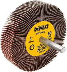 DeWALT - 3" Diam x 1" Face Width, Medium Aluminum Oxide Coated Mounted Flap Wheel - 1/4" Shank Mount, 60 Grit, Cloth Backing, 20,000 Max RPM - USA Tool & Supply