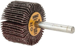DeWALT - 1-1/2" Diam x 1" Face Width, Coarse Aluminum Oxide Coated Mounted Flap Wheel - 1/4" Shank Mount, 40 Grit, Cloth Backing, 25,000 Max RPM - USA Tool & Supply