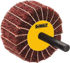 DeWALT - 3" Diam x 1-3/4" Face Width, Fine Aluminum Oxide Coated Mounted Flap Wheel - 1/4" Shank Mount, 100 Grit, Interleaf, Cloth Backing, 25,000 Max RPM - USA Tool & Supply