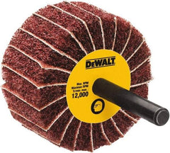 DeWALT - 3" Diam x 1-3/4" Face Width, Medium Aluminum Oxide Coated Mounted Flap Wheel - 1/4" Shank Mount, 60 Grit, Interleaf, Cloth Backing, 25,000 Max RPM - USA Tool & Supply