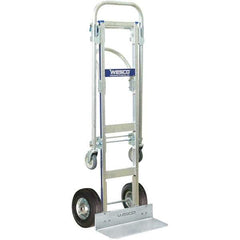 Wesco Industrial Products - 600 Lb Capacity 61-3/4" OAH Hand Truck - 16 x 12" Base Plate, Continuous Handle, Aluminum, Semi-Pneumatic Wheels - USA Tool & Supply