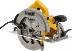 DeWALT - 15 Amps, 7-1/4" Blade Diam, 5,200 RPM, Electric Circular Saw - 120 Volts, 5/8" Arbor Hole, Right Blade - USA Tool & Supply