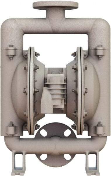 Versa-Matic - 1-1/4 \x96 1-1/2 NPT, Air Operated Diaphragm Pump - Santoprene Diaphragm, Stainless Steel Housing - USA Tool & Supply