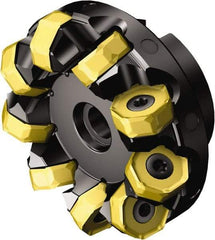 Sandvik Coromant - 100mm Cut Diam, 32mm Arbor Hole, 5.2mm Max Depth of Cut, 42° Indexable Chamfer & Angle Face Mill - 7 Inserts, 745R-2109 Insert, Right Hand Cut, 7 Flutes, Through Coolant, Series Coromill 745 - USA Tool & Supply