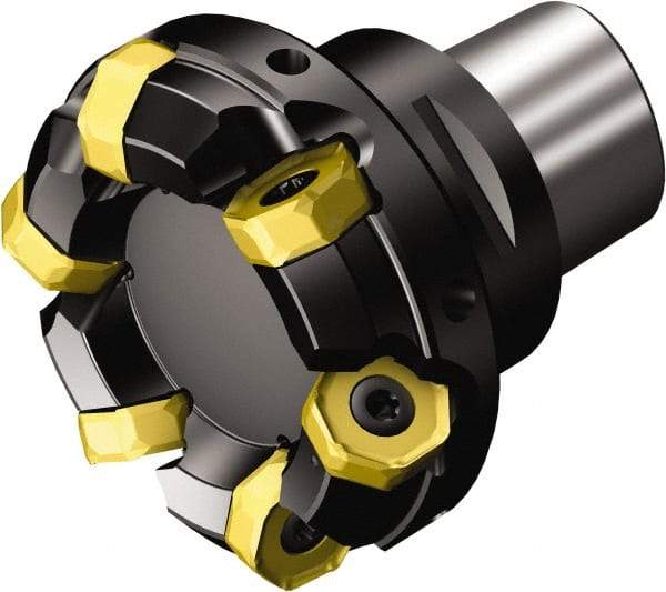 Sandvik Coromant - 80mm Cut Diam, 63mm Arbor Hole, 5.2mm Max Depth of Cut, 42° Indexable Chamfer & Angle Face Mill - 6 Inserts, 745R-2109 Insert, Right Hand Cut, 6 Flutes, Through Coolant, Series Coromill 745 - USA Tool & Supply