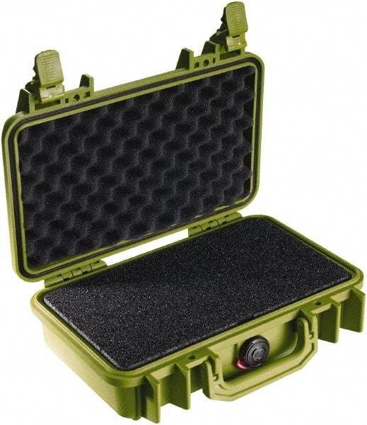 Pelican Products, Inc. - 8-11/32" Wide x 3-25/32" High, Clamshell Hard Case - Olive, Polyethylene - USA Tool & Supply