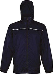 Viking - Size M, Navy, Rain, Wind Resistant Rain Jacket - 40" Chest, 3 Pockets, Attached Hood - USA Tool & Supply