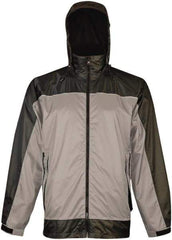Viking - Size XL, Gray & Charcoal, Rain, Wind Resistant Rain Jacket - 47" Chest, 3 Pockets, Attached Hood - USA Tool & Supply