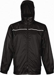 Viking - Size 2XL, Black, Rain, Wind Resistant Rain Jacket - 51" Chest, 3 Pockets, Attached Hood - USA Tool & Supply
