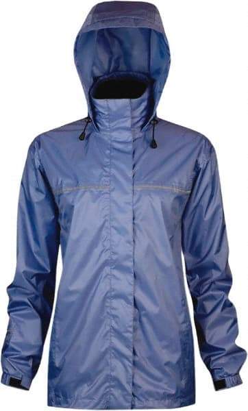 Viking - Size L, Blue, Rain, Wind Resistant Rain Jacket - 43" Chest, 3 Pockets, Attached Hood - USA Tool & Supply