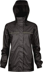 Viking - Size 2XL, Black, Rain, Wind Resistant Rain Jacket - 51" Chest, 3 Pockets, Attached Hood - USA Tool & Supply