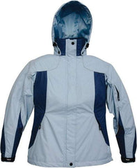 Viking - Size XL, Light Blue, Rain, Wind Resistant Jacket - 47" Chest, 4 Pockets, Detachable Hood - USA Tool & Supply