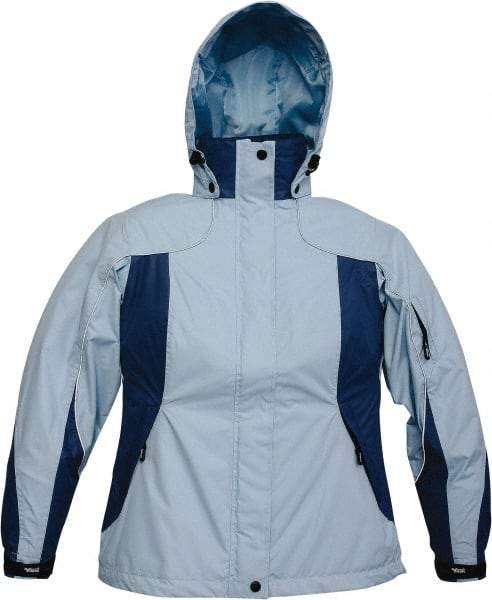 Viking - Size M, Light Blue, Rain, Wind Resistant Jacket - 40" Chest, 4 Pockets, Detachable Hood - USA Tool & Supply