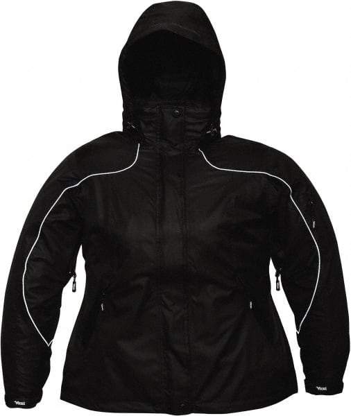 Viking - Size M, Black, Rain, Wind Resistant Jacket - 40" Chest, 4 Pockets, Detachable Hood - USA Tool & Supply