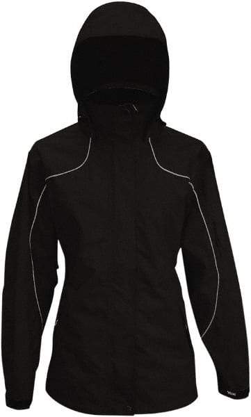 Viking - Size 2XL, Black, Rain, Wind Resistant Jacket - 51" Chest, 4 Pockets, Detachable Hood - USA Tool & Supply