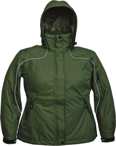 Viking - Size M, Green, Rain, Wind Resistant Jacket - 40" Chest, 4 Pockets, Detachable Hood - USA Tool & Supply