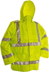Viking - Size L, High Visibility Lime, Rain, Wind Resistant Jacket - 43" Chest, 3 Pockets, Detachable Hood - USA Tool & Supply
