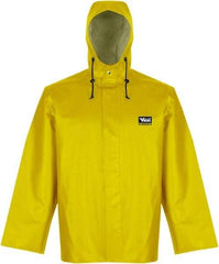 Viking - Size 3XL, Yellow, Rain, Chemical, Wind Resistant Jacket - 55" Chest, Detachable Hood - USA Tool & Supply
