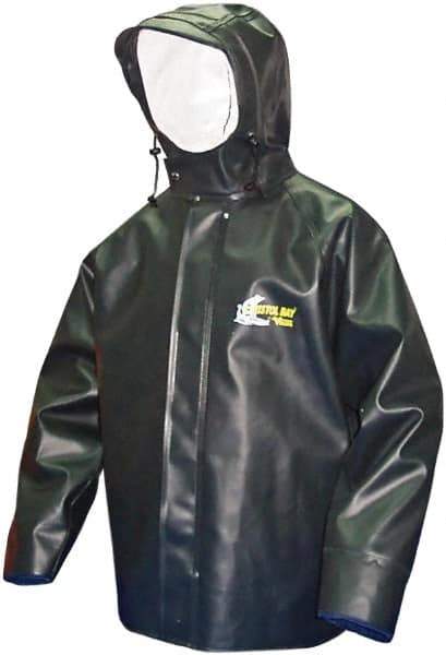 Viking - Size 3XL, Green, Rain, Chemical, Wind Resistant Jacket - 55" Chest, Attached Hood - USA Tool & Supply