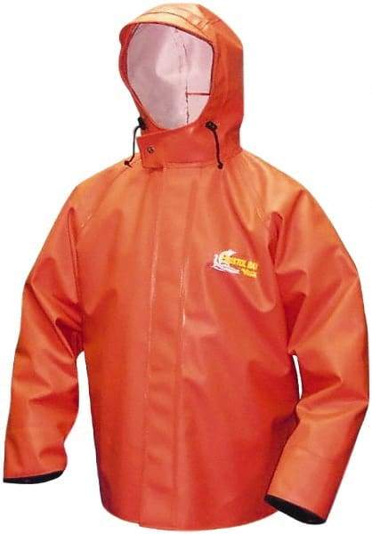 Viking - Size XL, Orange, Rain, Chemical, Wind Resistant Jacket - 47" Chest, Attached Hood - USA Tool & Supply