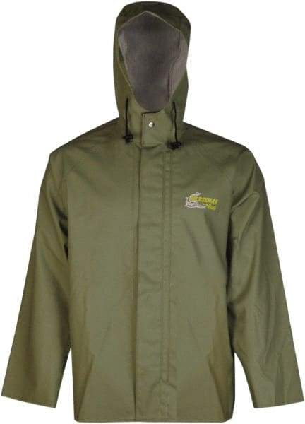 Viking - Size XL, Green, Chemical, Rain, Wind Resistant Jacket - 47" Chest, Attached Hood - USA Tool & Supply