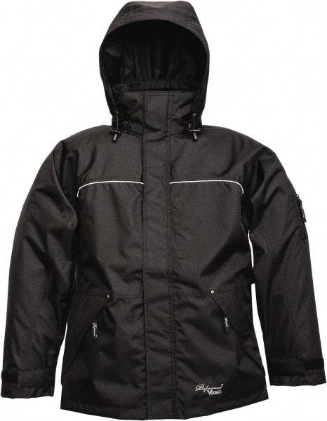Viking - Size XL, Black, Rain, Wind Resistant Jacket - 47" Chest, 3 Pockets, Detachable Hood - USA Tool & Supply