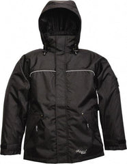 Viking - Size M, Black, Rain, Wind Resistant Jacket - 40" Chest, 3 Pockets, Detachable Hood - USA Tool & Supply