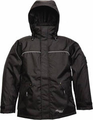 Viking - Size 3XL, Black, Rain, Wind Resistant Jacket - 55" Chest, 3 Pockets, Detachable Hood - USA Tool & Supply