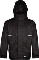 Viking - Size 2XL, Black, Rain, Wind Resistant Jacket - 51" Chest, 3 Pockets, Detachable Hood - USA Tool & Supply