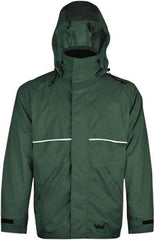 Viking - Size XL, Green, Rain, Wind Resistant Jacket - 47" Chest, 3 Pockets, Detachable Hood - USA Tool & Supply