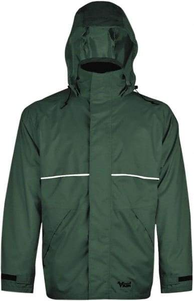 Viking - Size 3XL, Green, Rain, Wind Resistant Jacket - 55" Chest, 3 Pockets, Detachable Hood - USA Tool & Supply