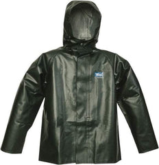 Viking - Size XL, Green, Chemical, Rain, Wind Resistant Jacket - 47" Chest, Detachable Hood - USA Tool & Supply