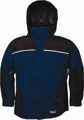 Viking - Size 4XL, Navy & Charcoal, Rain, Wind Resistant Jacket - 58" Chest, 5 Pockets, Detachable Hood - USA Tool & Supply