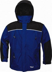 Viking - Size 3XL, Charcoal & Royal Blue, Rain, Wind Resistant Jacket - 55" Chest, 5 Pockets, Detachable Hood - USA Tool & Supply