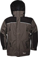 Viking - Size L, Gray & Charcoal, Rain, Wind Resistant Jacket - 43" Chest, 5 Pockets, Detachable Hood - USA Tool & Supply