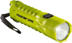 Pelican Products, Inc. - White LED Bulb, 160 Lumens, Industrial/Tactical Flashlight - Yellow Plastic Body, 3 AA Alkaline Batteries Included - USA Tool & Supply