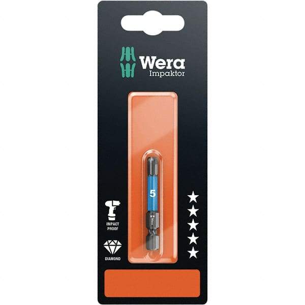 Wera - 5mm Hex Screwdriver Bit - 1/4" Drive, 50mm OAL - USA Tool & Supply