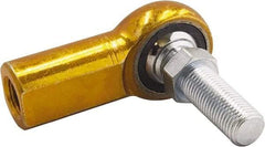 Made in USA - 5/8" ID, 1-1/2" Max OD, 7,400 Lb Max Static Cap, Female Spherical Rod End with Stud - 5/8-18 RH, 1" Shank Diam, 1-3/8" Shank Length, Carbon Steel with Plastic Raceway - USA Tool & Supply