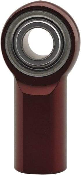 Made in USA - 3/16" ID, 5/8" Max OD, 1,360 Lb Max Static Cap, Plain Female Spherical Rod End - 10-32 LH, 0.687" Shank Diam, 1/2" Shank Length, Aluminum with Steel Raceway - USA Tool & Supply