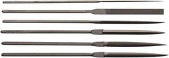 Value Collection - 6 Piece Needle Pattern File Set - Fine Coarseness, Set Includes Comprise, Pillar, Half Round, Crossing, Square, Round, Barrette - USA Tool & Supply