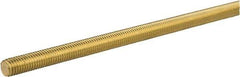 Made in USA - 3/4-16 UNF (Fine), 3' Long, Brass General Purpose Threaded Rod - Uncoated, Right Hand Thread - USA Tool & Supply