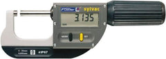 Fowler - 2.6 to 4" Range, 0.00005" Resolution, Standard Throat IP67 Electronic Outside Micrometer - 0.0002" Accuracy, Ratchet Stop Thimble, Carbide Face, CR2032 Battery - USA Tool & Supply