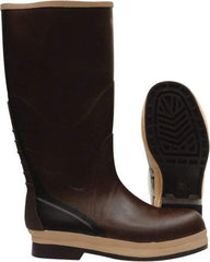 Viking - Men's Size 7 Medium Width Rubber Knee Boot - Brown, Tan, Rubber Upper, Nitrile Rubber Outsole, 16" High, Chemical Resistant, Non-Slip, Waterproof - USA Tool & Supply