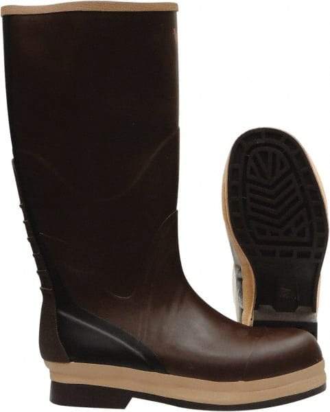 Viking - Men's Size 5 Medium Width Rubber Knee Boot - Brown, Tan, Rubber Upper, Nitrile Rubber Outsole, 16" High, Chemical Resistant, Non-Slip, Waterproof - USA Tool & Supply